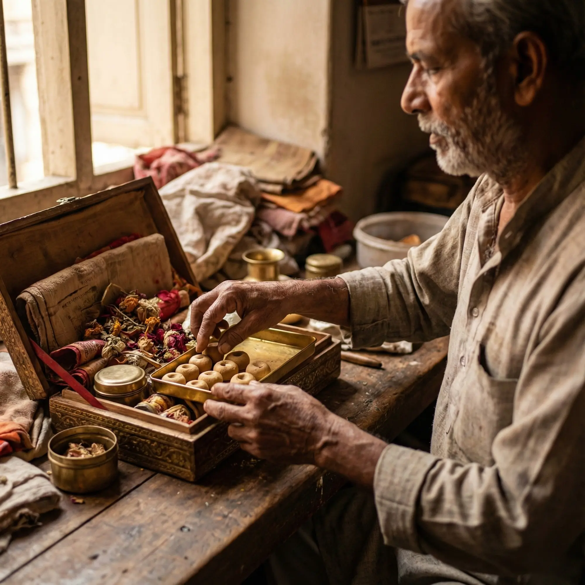 Portrait of Gopal, artisan at Rasvra