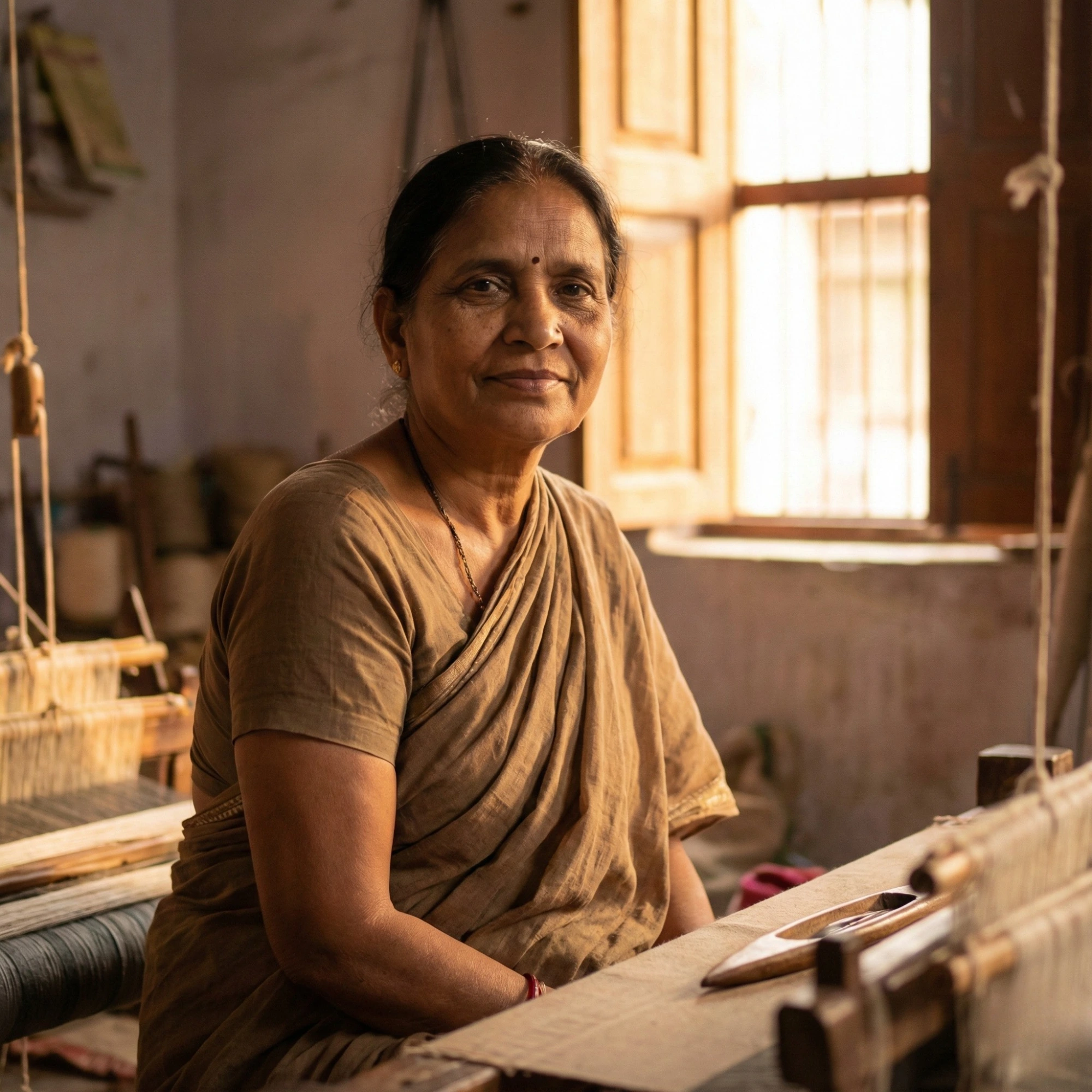 Portrait of Savitri, artisan at Rasvra